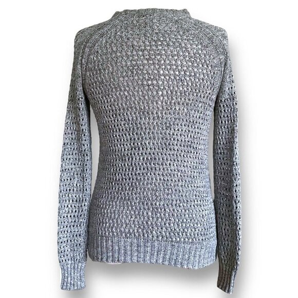 ATM Anthony Thomas Melillo Womens Sweater XS Gray Open Knit  Kangaroo Pocket - Picture 5 of 6